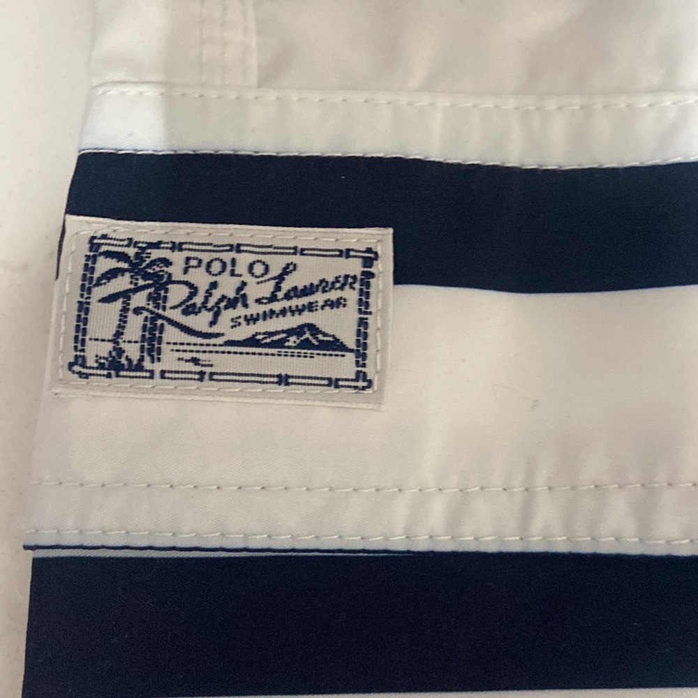 Polo Ralph Lauren Swim Trunks Mens Small Blue White Red Striped Board Shorts NWT - Picture 4 of 15
